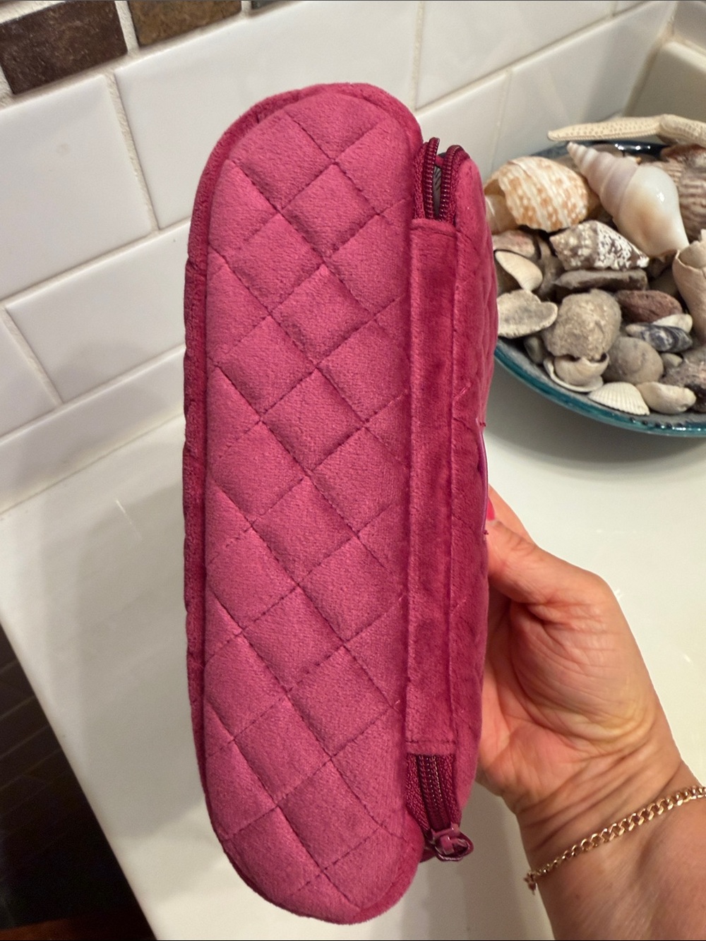 Vera Bradley Magenta Quilted Zip Cosmetic Pouch NWT - Picture 5 of 6
